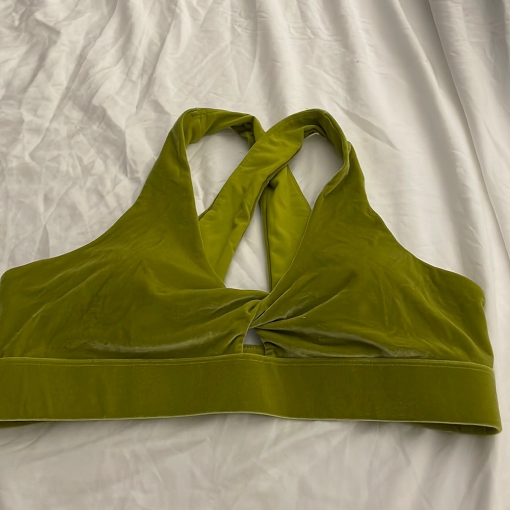 Velvet green sports bra